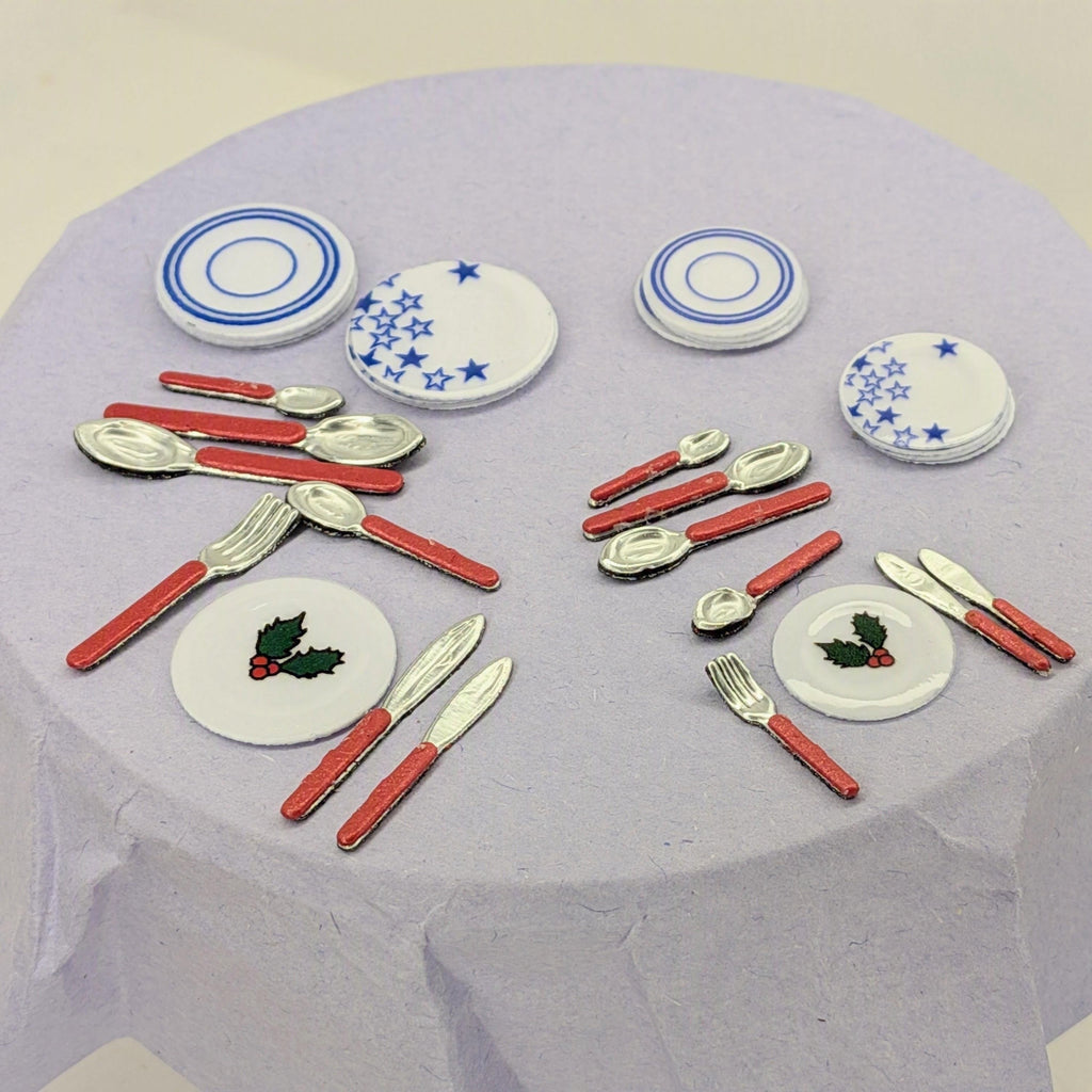 Miniature Plate & Cutlery Set for 12th & 24th scales