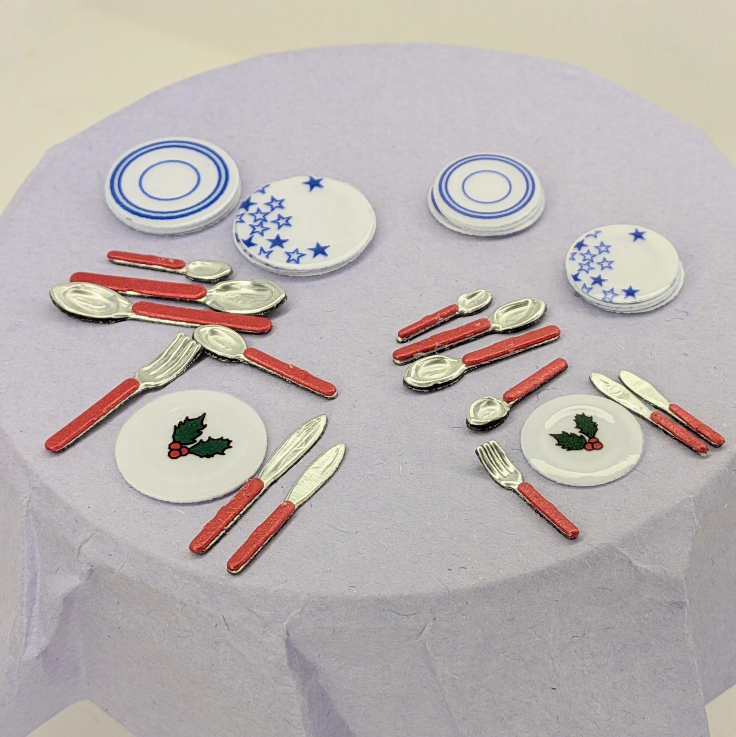 Miniature Plate & Cutlery Set for 12th & 24th scales