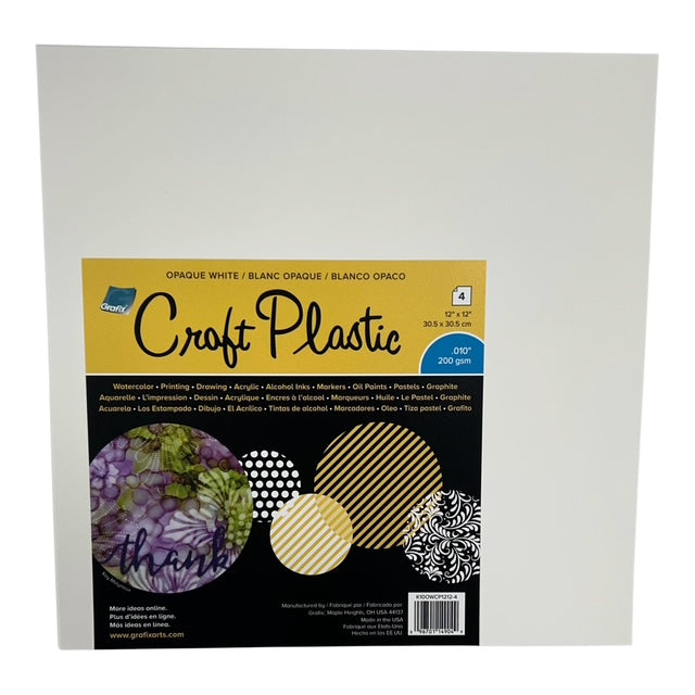 Grafix 12" x 12" Opaque White Craft Plastic  0.010